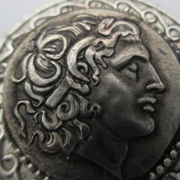 Alexander the Great with ram horns Ancient Greek coin pendant  High Relief - Picture 2 of 4